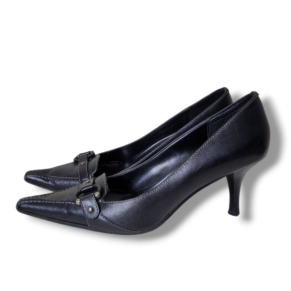 Joan & David Shoes - Joan & David Circa Comfort Black Kitten Heels 7.5 Pointed Toe Buckle
